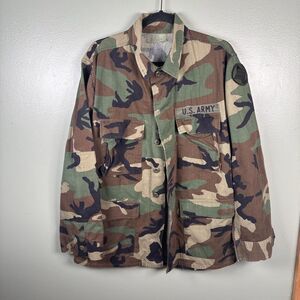 US Army Coat Medium‎ Reg Woodland Camo Combat Uniform Military Camouflage Button